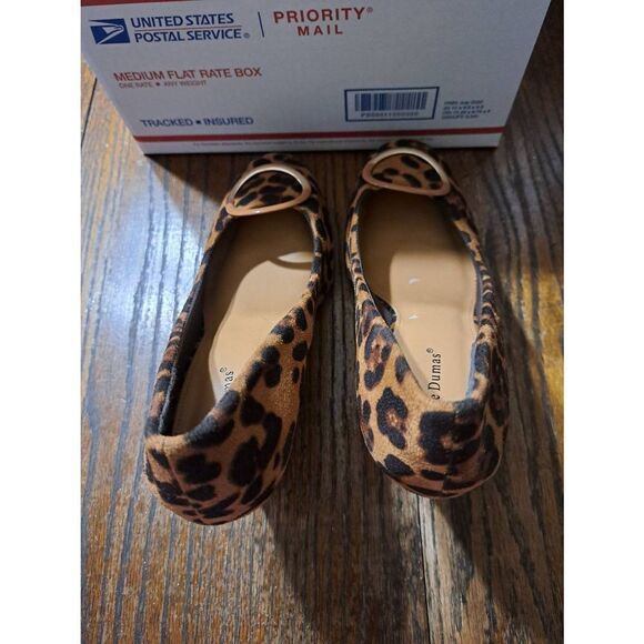 10M Pierre Dumas Cheetah Leopard Wedge High Heel Buckle Detail Brown Black - Picture 7 of 9